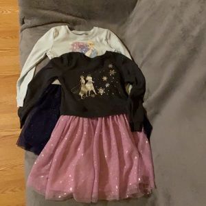 Lot of 2 Frozen sweater tulle dress (6x)&1 legging